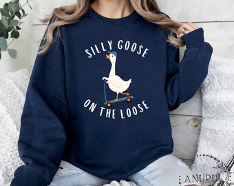 Silly Goose On The Loose Crewneck Sweatshirt/Hoodie,Cozy Sweatshirt,Various style/color,Pure Cotton Vintage Sweatshirt,Holiday Gift Idea