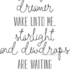 QUOTE PRINT, Wall Art, Beautiful Dreamer, Print at Home, Nursery Decor, Quote, Love, Home and Office Decor, DREAM image 4