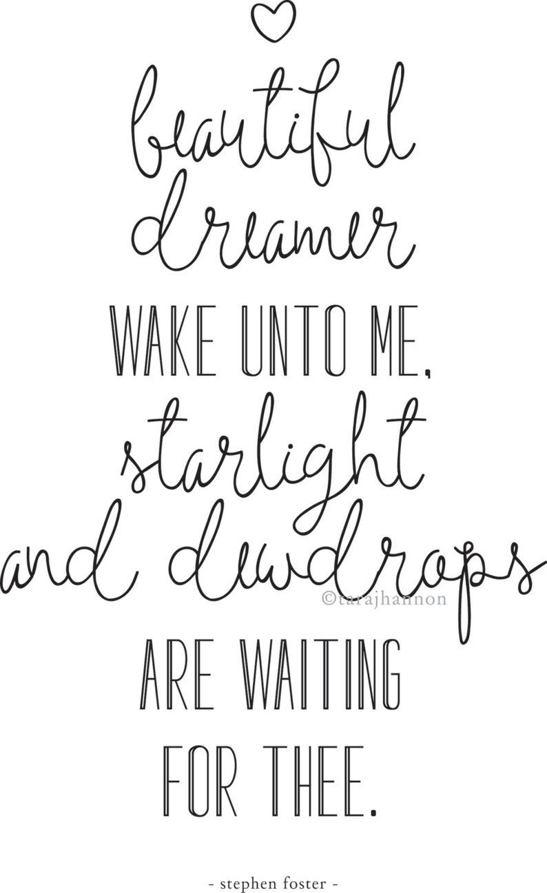 QUOTE PRINT, Wall Art, Beautiful Dreamer, Print at Home, Nursery Decor, Quote, Love, Home and Office Decor, DREAM image 4