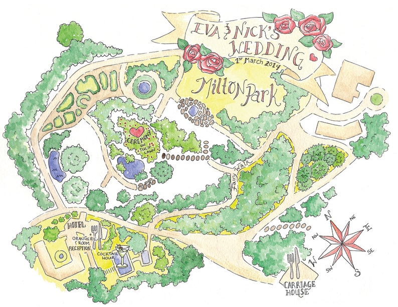 CUSTOM Painted Wedding Venue Map ORIGINAL Painting and | Etsy