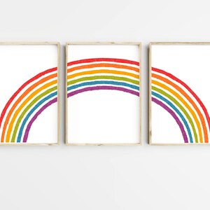 Rainbow Art Colorful Three Print Set Kids Art Decor Gender Neutral ...