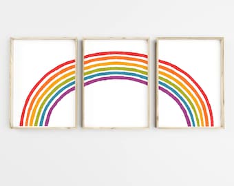 Rainbow Art | Colorful Three Print Set | Kids Art Decor | Gender Neutral Nursery | 3 print set | Happy Art | Pride Prints