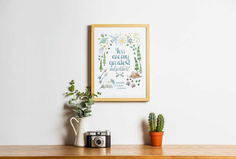 Outdoor Watercolor Print Adventure Quote ADVENTURE Camping Boys Wall Art QUOTE Print Nature Boys Nursery NURSERY Art Home Decor