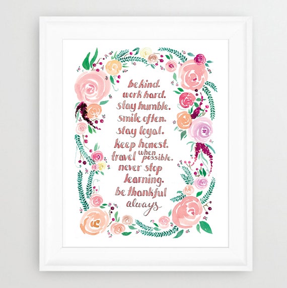 Couronne De Fleurs Aquarelle Art Citation Aquarelle Etsy