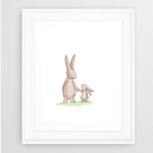 Bunny Love, CHILDREN'S ART, Nursery Decor, Illustrated Print, Wall Art, LOVE, Mom, Sweet, Baby