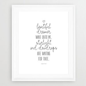 QUOTE PRINT, Wall Art, Beautiful Dreamer, Print at Home, Nursery Decor, Quote, Love, Home and Office Decor, DREAM image 2