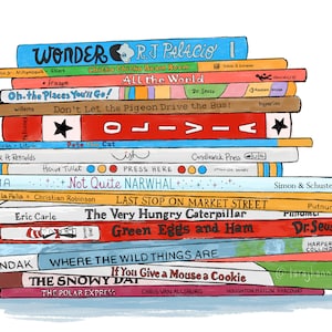 Children&#39;s Book Print - Colorful NUSERY print BOOKS - Great GIFT for readers, writers, teachers, librarians, and book lovers | Classic Books
