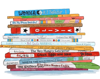 Children's Book Print - Colorful NUSERY print BOOKS - Great GIFT for readers, writers, teachers, librarians, and book lovers | Classic Books