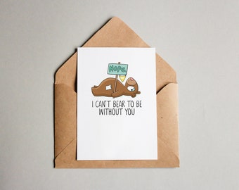 I MISS YOU card, Punny Card, Relationship Card, Pun, I like you, Trendy Card, Quirky Cards 5x7, Funny Cards