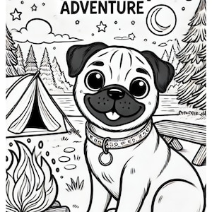 Livro de colorir para cães para imprimir | Josey’s Camping Adventure | Download digital para crianças e adultos