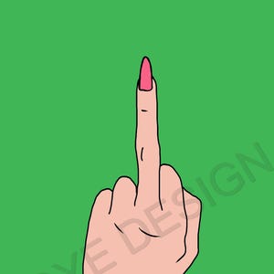 Irma Green Sassy Wall Art – Środkowy palec, odważny plakat feministyczny do domu