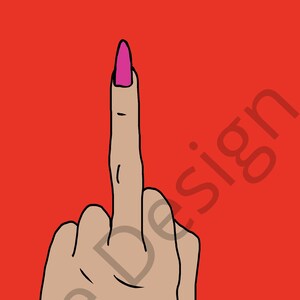 Irma Red Sassy Wall Art – Środkowy palec, odważny plakat feministyczny do domu