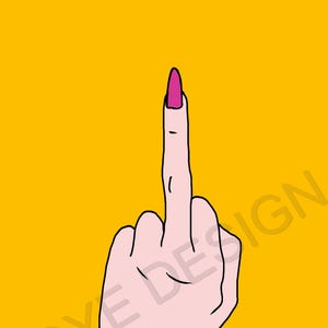 Irma Yellow Sassy Wall Art – Środkowy palec, odważny plakat feministyczny do domu