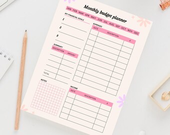 Monthly Budget Planner | Financial Planner | Printable Planner | Personal Finance Organizer | Personal Finance Organizer | Debt Tracker