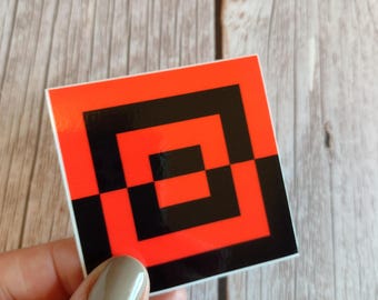 Geometric Vinyl Sticker | Red | Quilt Block Sticker | Modern Log Cabin