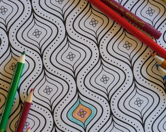 大人と子供向けの印刷可能な塗り絵ページ - PDFですぐにダウンロード - マインドフルアートセラピー - デジタル塗り絵シート - Ogee Design - クールなカーブ