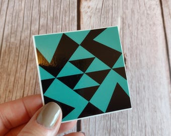 Geometric Vinyl Sticker | Blue | Quilt Block Sticker | Modern Quilting