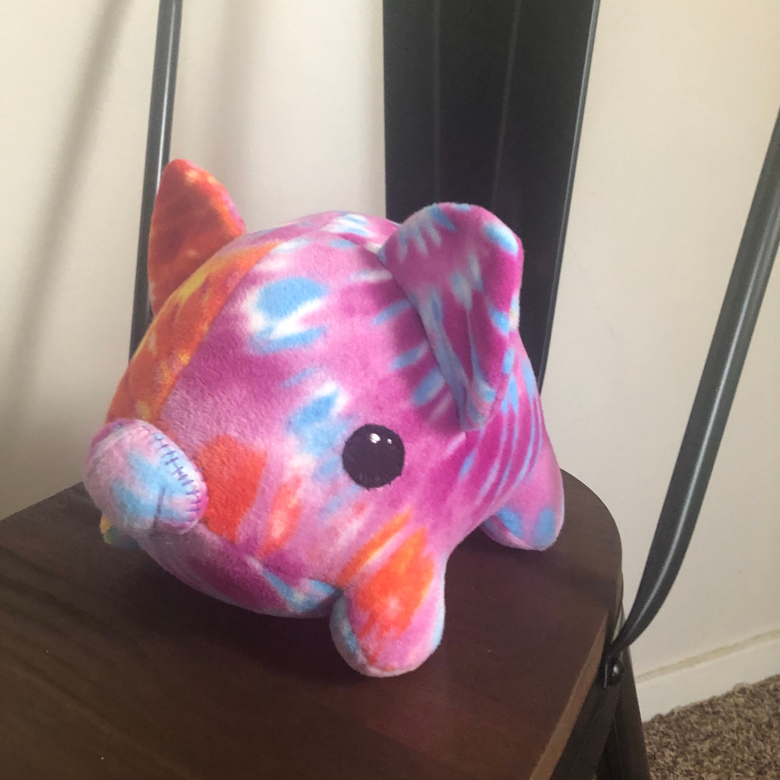 Large Fleece Pig Stuffed Animal Bright Rainbow Tie Dye | Etsy