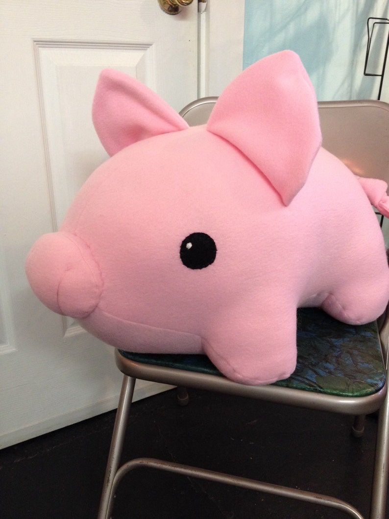Giant fleece pink pig stuffed animal or plushie Etsy