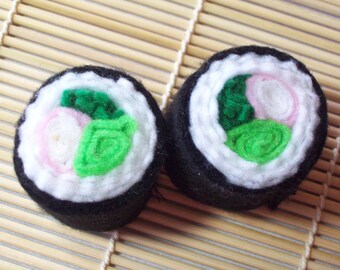 Two California Rolls (No. 2) Felt Sushi Toys
