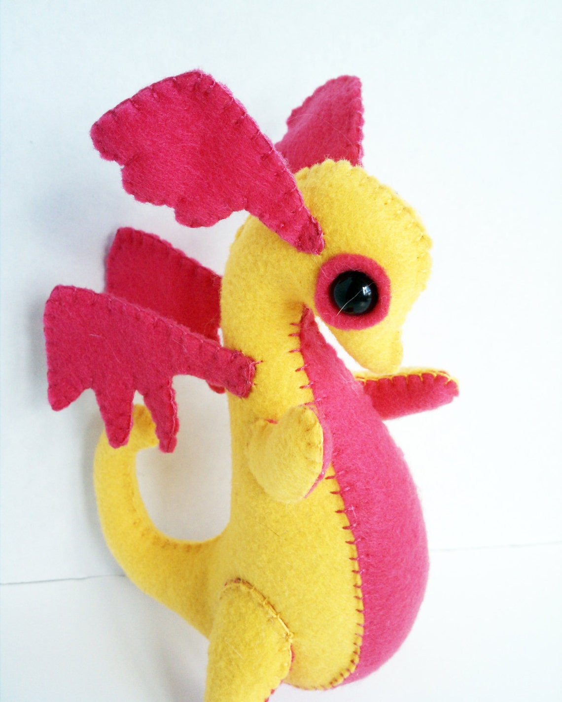 Baby Dragon felt plush stuffed animal golden yellow with hot | Etsy
