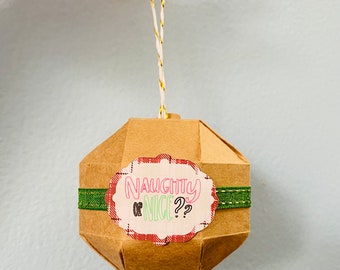 Naughty or Nice Christmas Holiday Mystery Box Ornament