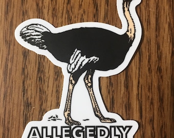 3 PACK Allegedly Ostrich Joke Full Color 3” Vinyl Stickers