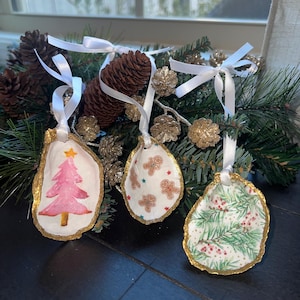 Handgemachte Austernmuschel Ornament | Decoupage Küsten Feiertags Dekor