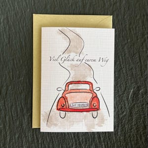Glückwunschkarte Hochzeit / "Viel Glück auf eurem Weg" auf Leinenpapier inkl. Briefumschlag