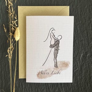 Glückwunschkarte Hochzeit / "Alles Liebe" auf Leinenpapier inkl. Briefumschlag