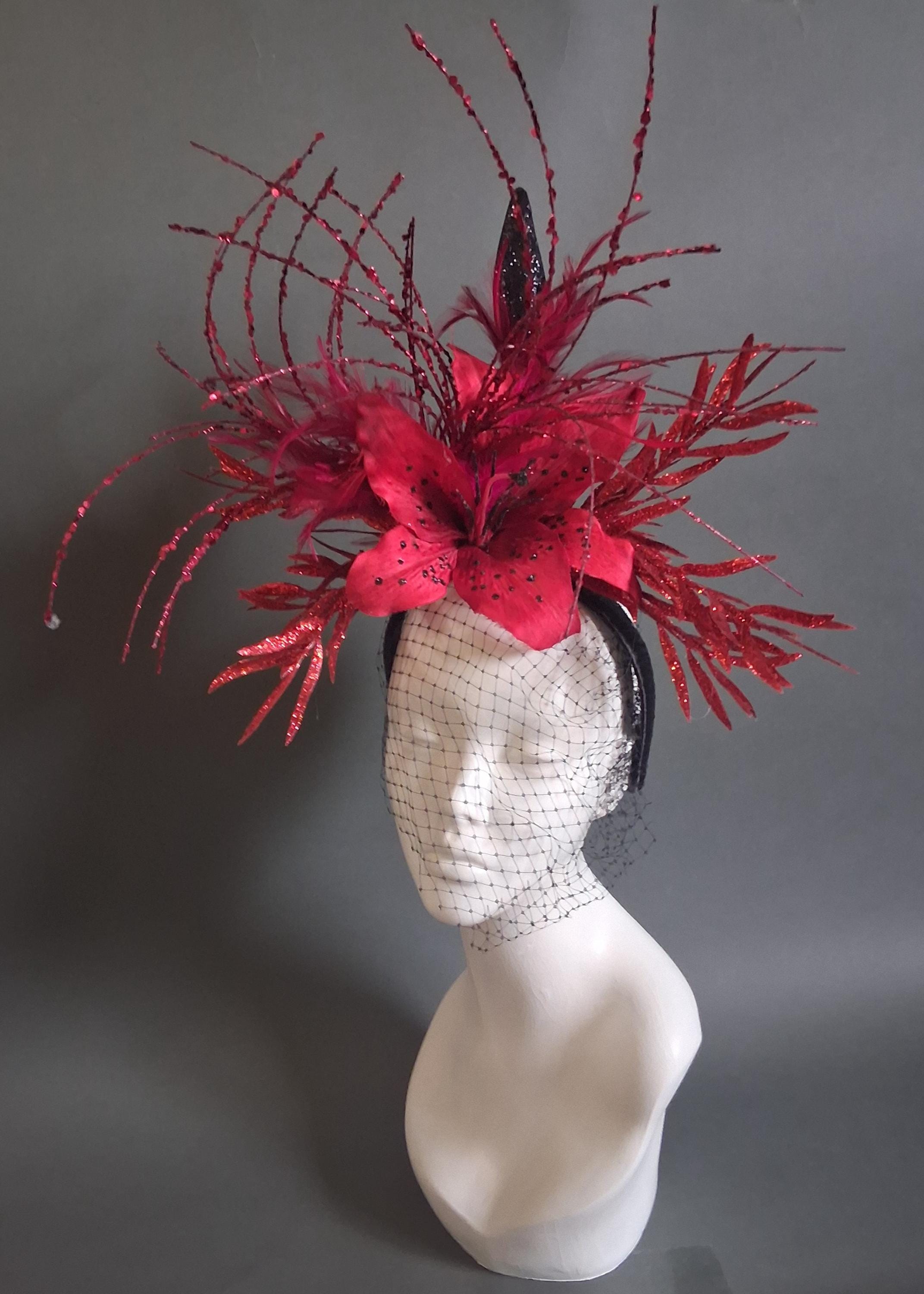 Exquisite Couture Pillbox Fascinator Feathers Tulle Flowers Rhinestone Derby Tea Pillbox Hat Brides - Etsy main image 3