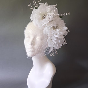 White Empress Peony Feather Fascinator This item is unavailable - Etsy main image 3