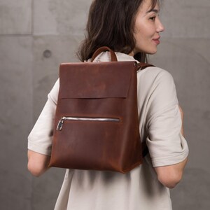 Handmade Leather Backpack, Leather Backpack for Women, Everyday Bag with Adjustable Straps, Brown Backpack Purse, Gift for Mom