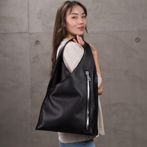 Weiche Echtleder Tragetasche, Leder Hobo Bag, Weiche Slouchy Tragetasche, Schultertasche mit Reißverschluss, große Geldbörse für Frauen, Arbeit, Reisetasche