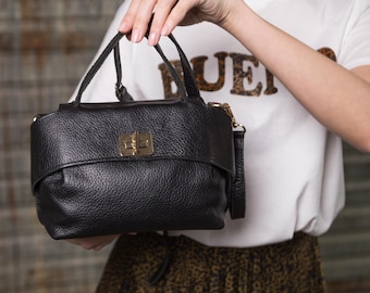 Leren dokterstas, zachte zwart lederen doktershandtas, leren crossbodytas, reistas, vintage damestas, kerstcadeau voor haar