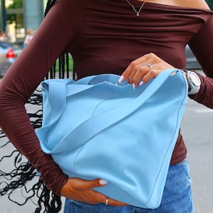 Sac hobo en daim, fourre-tout en cuir suédé, cabas bleu tendance, sac hobo en cuir, sac seau en daim, sac à main souple pour femme, sac élégant pour femme