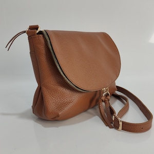 Cognac Braune Echtleder Hobo Tasche, Handgemachte Leder Umhängetasche, Geschenk zum Muttertag