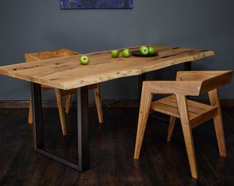 tømmermann Baumkantentisch Esszimmertisch Massivholz Esstisch Holz Massiv Schreibtisch 200x74 Küchentisch Holztisch Eiche Tisch S-0057
