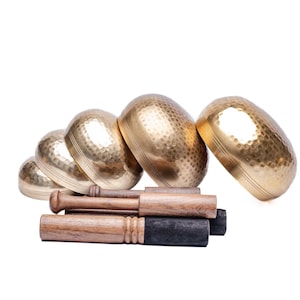 Hand-Hammered Tibetan Singing Bowl Set: Sound Therapy, Chakra Healing