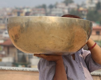 Large Hand-Hammered Tibetan Singing Bowl: Deep Resonance Sound Bath