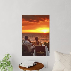 Romantic Sunset Wall Decals, Beach Decor, Home Wall Art, Couples Gift, Living Room Decor