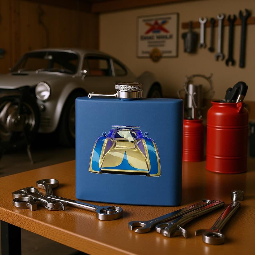 Racing Car Stainless Steel Flask 6oz Gift for Car Lovers, Groomsmen ...