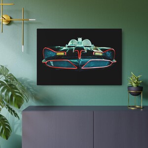 Batmobile Vintage Car Metal Wall Art  Retro Garage Sign, Automotive Home Decor, Gift for Car Lovers, Superhero Car Enthusiast Wall Art