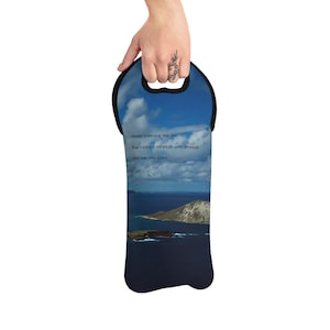 Kaiohikaipu Island Ocean View Wine Tote Bag | Coastal Picnic Carrier, Tropical Beach Gift, Summer Travel Wine Holder