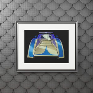Race Car Fine Art Print | Stylish Passepartout Frame | Car Wall Decor | Modern Auto Art | Gift for Car Lovers | Unique Home Aesthetic