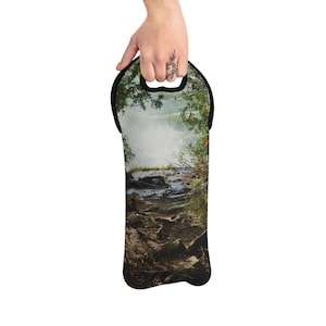Lake Shoreline Woods Wein Einkaufstasche Natur inspirierte umweltfreundliche Weinträger, perfekt für Picknicks, Outdoor-Abenteuer, Geschenke Weinliebhaber