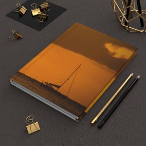 Serene Sunset Hardcover Journal, Sailboat Journal, Travel Journal, Gift for Writers, Beach Lover&#39;s Diary, Notebook
