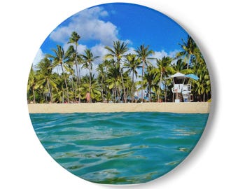Tropical Paradise Ceramic Coaster, Beach Decor, Summer Vibes, Home Bar Accessories, Gift for Beach Lovers, Coastal Living