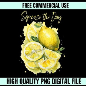 Squeeze the Day - Lemon Watercolor PNG Digital File