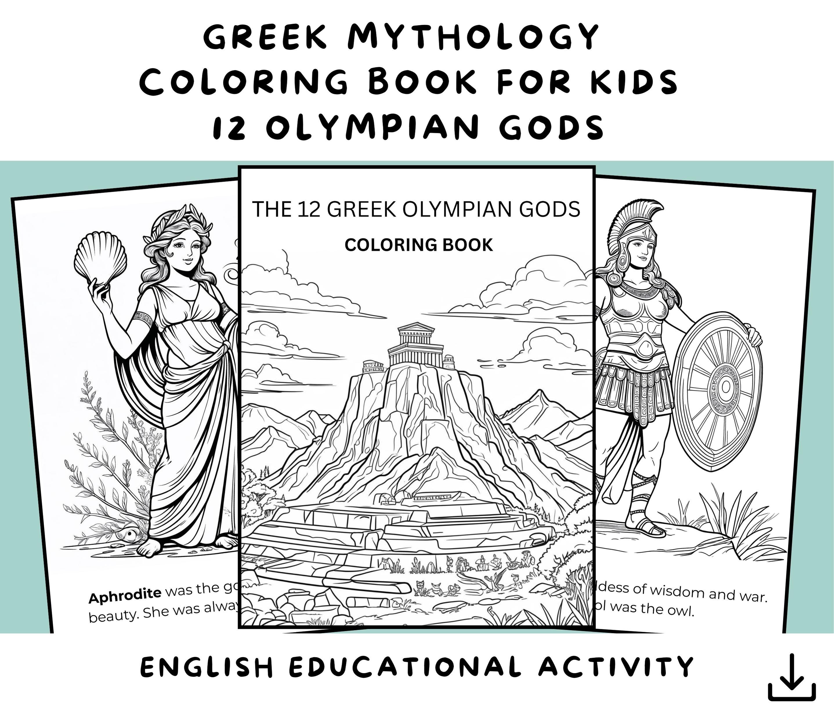 Greek Mythology Coloring Book for Kids | 12 Olympian Gods | Fun ...
